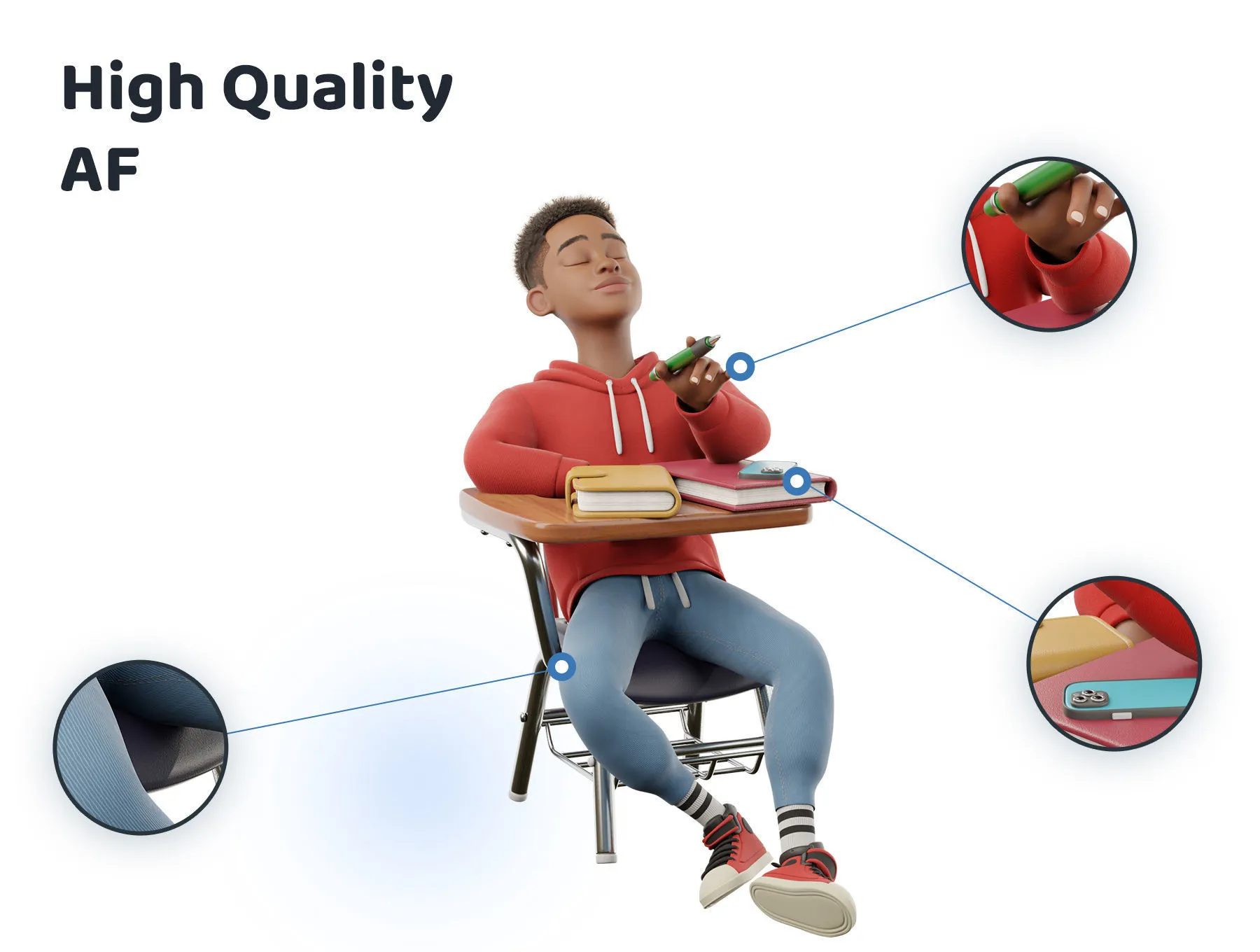 Cartoon Black Man Teen 3D character animation showcase